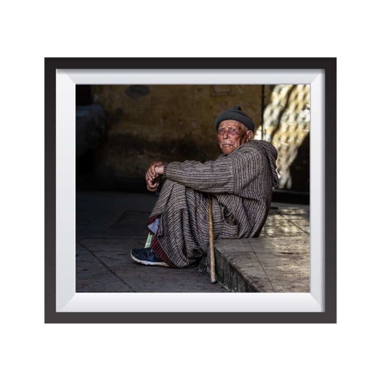 Photographic Print "Elderly man with cane"