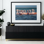Photographic Print "Flamingoes in the sea"