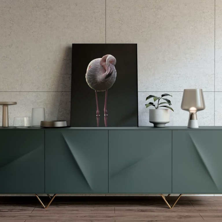 Photographic Print "Vertical Flamingo Black"